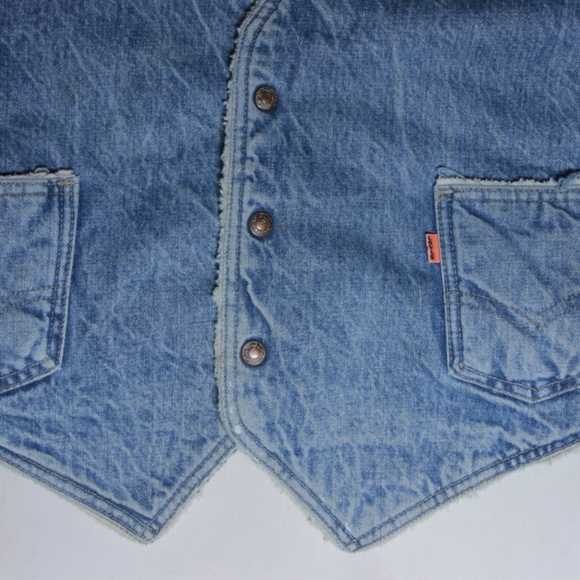 Vintage Levis Sherpa Fleece Lined Denim Jean Vest - Picture 3 of 7